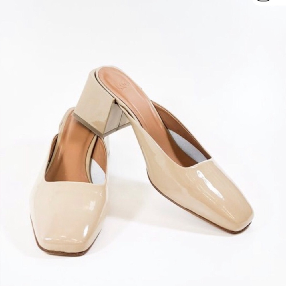 LOQ Vale Slide Color Forcal Size 40 GUC Patent Leather ,Block Heel Square Toe